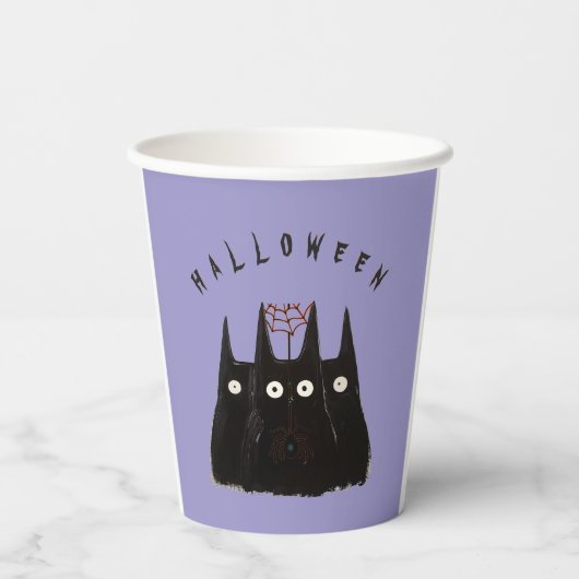 3 сats und Halloween, Personalized Pappbecher (Rückseite)