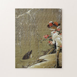 3. 雪中鴛鴦図, 若冲 Mandarinen-Ente im Schnee, Jakuchū Puzzle