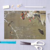 3. 雪 中 鴛 図, 若 冲 Mandarin Duck im Schnee, Jakuchū Seidenpapier (Handwerk)
