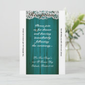 3.12x18 Empfang Card Aquamarin Wood Einladung (Stehend Vorderseite)