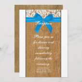 3.12x18 Empfang Card Blue Burlap Lace Einladung (Vorne/Hinten)