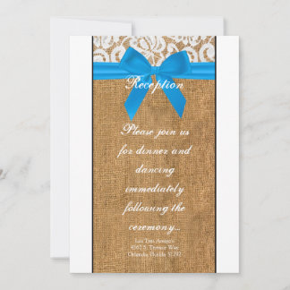 3.12x18 Empfang Card Blue Burlap Lace Einladung