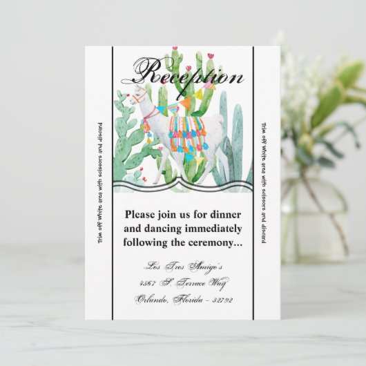 3.12x18 Empfang Card Boho Llama Bohemisch Cacti De Einladung (Stehend Vorderseite)