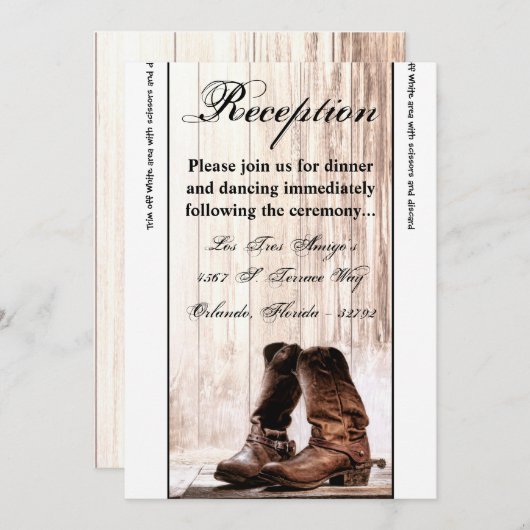3.12x18 Empfang Card Bootet Land Rustikaler Wester Einladung (Vorne/Hinten)