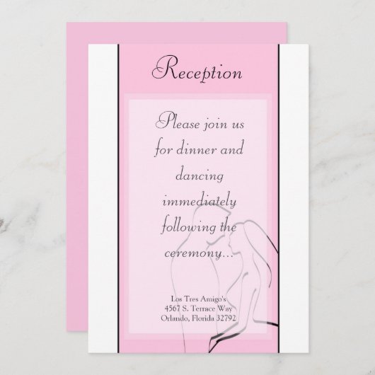 3.12x18 Empfang Card Bridge & Groom Pink Einladung (Vorne/Hinten)