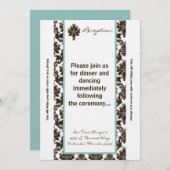 3.12x18 Empfang Card Brown Tiffa Damask Einladung (Vorne/Hinten)