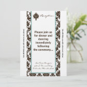3.12x18 Empfang Card Brown Tiffa Damask Einladung (Stehend Vorderseite)
