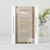 3. 12x18 Empfang Card Burlap Lace Monogram Country Einladung (Stehend Vorderseite)