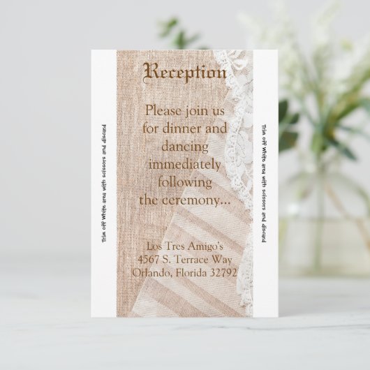 3. 12x18 Empfang Card Country Lace Handkercheurbür Einladung (Stehend Vorderseite)