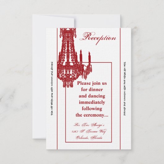 3.12x18 Empfang Card Crystal Chandelier Glitz Glam Einladung (Vorderseite)