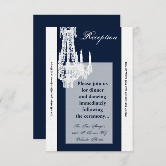 3.12x18 Empfang Card Crystal Chandelier Glitz Glam Einladung (Vorne/Hinten)