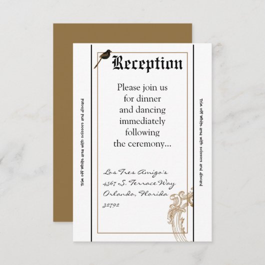 3.12x18 Empfang Card Formal Love Birds Pigeon Duel Einladung (Vorne/Hinten)