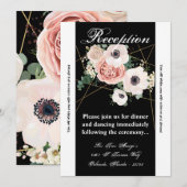 3.12x18 Empfang Card Geometric Garden Rose Black Einladung (Vorne/Hinten)