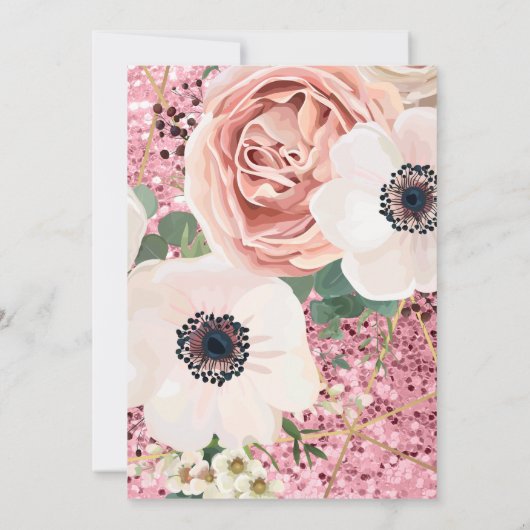 3.12x18 Empfang Card Geometric Garden Rose Glitzer Einladung (Rückseite)