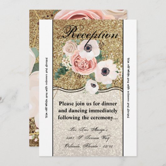 3.12x18 Empfang Card Geometrische Rose Gold Glitze Einladung (Vorne/Hinten)