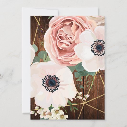 3.12x18 Empfang Card Geometrische Rose Zickzack Aq Einladung (Rückseite)