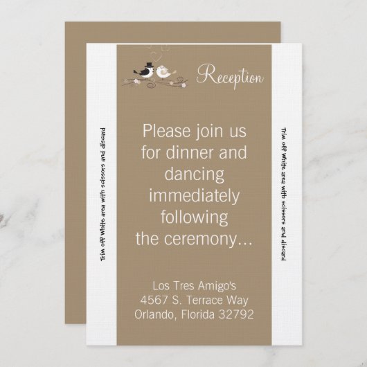 3.12x18 Empfang Card Hochzeit Birds Brid Einladung (Vorne/Hinten)