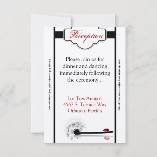 3.12x18 Empfang Card Lady Bug Dandilion Blume Ins Einladung (Vorderseite)