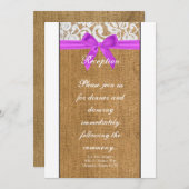3.12x18 Empfang Card Lila Burlap Lace Einladung (Vorne/Hinten)