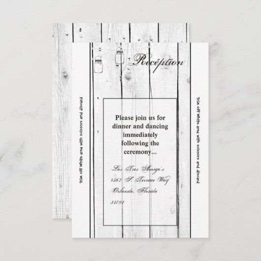 3.12x18 Empfang Card Mason Jar String Lights Wood Einladung (Vorne/Hinten)