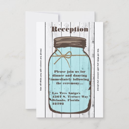 3.12x18 Empfang Card Mason Jar Wood Country Rustik Einladung (Vorderseite)