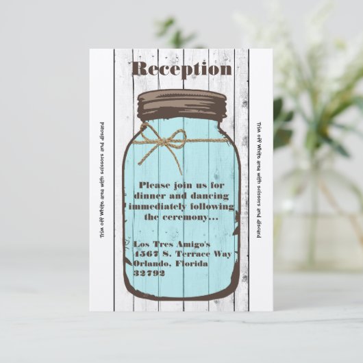 3.12x18 Empfang Card Mason Jar Wood Country Rustik Einladung (Stehend Vorderseite)