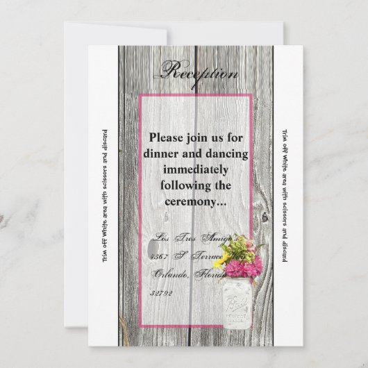 3.12x18 Empfang Card Mason Jars mit Wildblumen Einladung (Vorderseite)