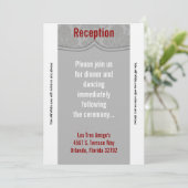 3.12x18 Empfang Card Modern Grau Damask Einladung (Stehend Vorderseite)