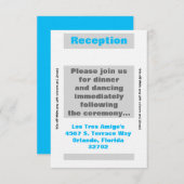 3.12x18 Empfang Card Modern Neon Stripe Blue Einladung (Vorne/Hinten)