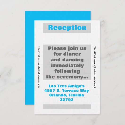 3.12x18 Empfang Card Modern Neon Stripe Blue Einladung (Vorne/Hinten)
