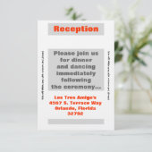 3.12x18 Empfang Card Moderne Neon Strip Orange Einladung (Stehend Vorderseite)