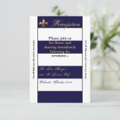 3.12x18 Empfang Card Modernes Strip Navy White Con Einladung (Stehend Vorderseite)