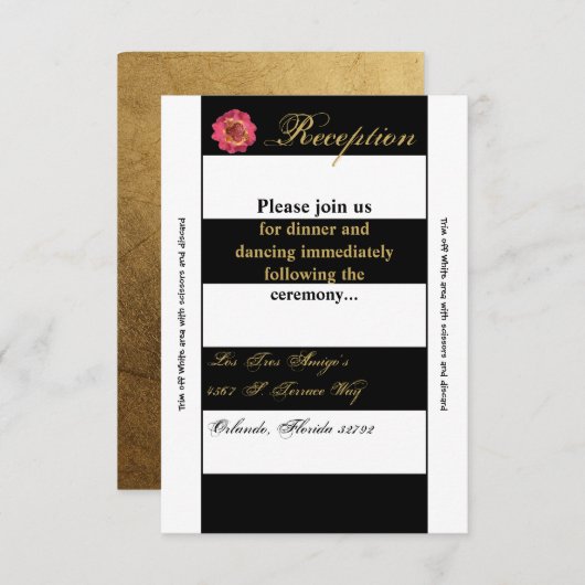 3.12x18 Empfang Card Modernes Strip Schwarz-weiß K Einladung (Vorne/Hinten)