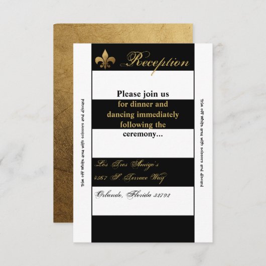 3.12x18 Empfang Card Modernes Strip Schwarz-weiß K Einladung (Vorne/Hinten)