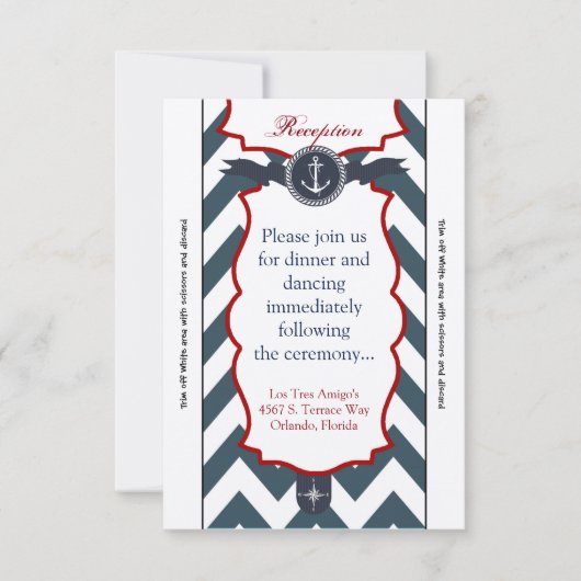 3.12x18 Empfang Card Nautischer Ankerkompass Einladung (Vorderseite)