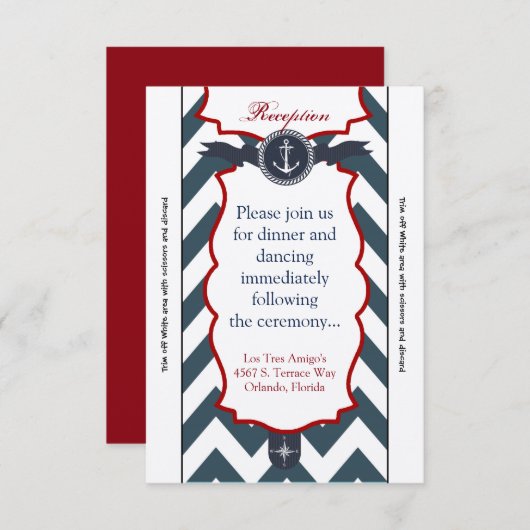 3.12x18 Empfang Card Nautischer Ankerkompass Einladung (Vorne/Hinten)