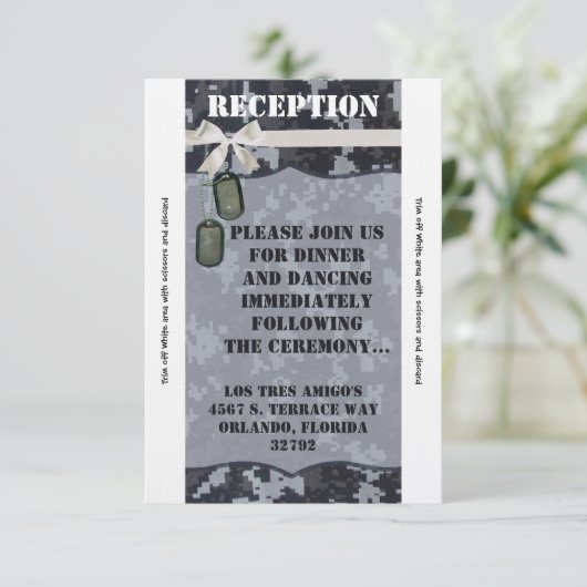 3.12x18 Empfang Card Navy DIGITAL PRINT Uniform Einladung (Stehend Vorderseite)