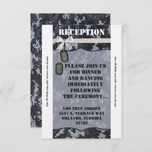 3.12x18 Empfang Card Navy DIGITAL PRINT Uniform Einladung (Vorne/Hinten)