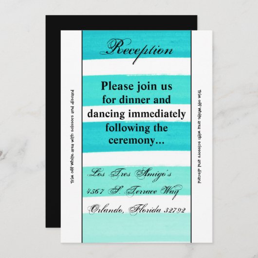 3.12x18 Empfang Card Ombre Stripe Aquamarin Line F Einladung (Vorne/Hinten)