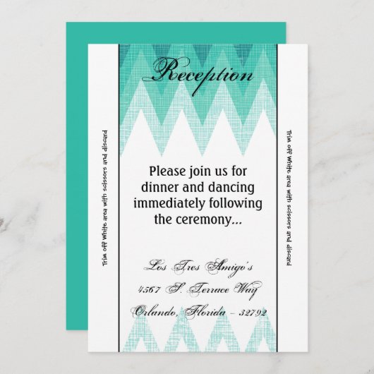 3.12x18 Empfang Card Ombre Zickzack Aquamarin Einladung (Vorne/Hinten)