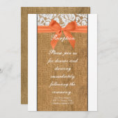3.12x18 Empfang Card Orange Burlap Lace Einladung (Vorne/Hinten)