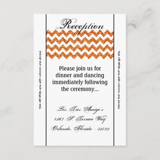 3.12x18 Empfang Card Orange Glitzer Zickzack Strei Begleitkarte (Vorderseite)
