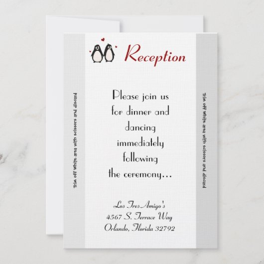 3.12x18 Empfang Card Pinguin Liebe Coupl Einladung (Vorderseite)