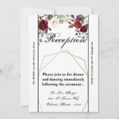 3.12x18 Empfang-Card-Rose auf Weiß mit Goldenem Ge Einladung (Vorderseite)