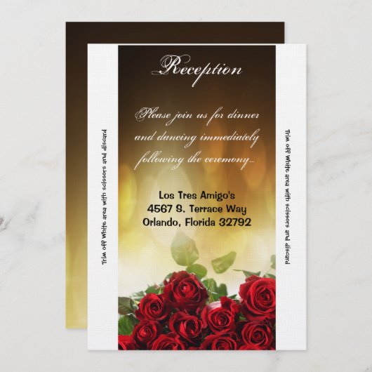 3.12x18 Empfang Card Rote Rose Bouquet Bridal Flow Einladung (Vorne/Hinten)