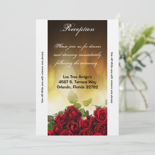 3.12x18 Empfang Card Rote Rose Bouquet Bridal Flow Einladung (Stehend Vorderseite)