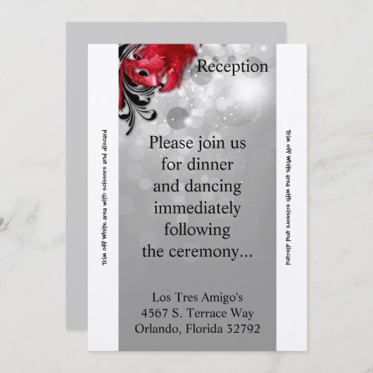 3.12x18 Empfang Card Roter Masquerade Einladung (Vorne/Hinten)