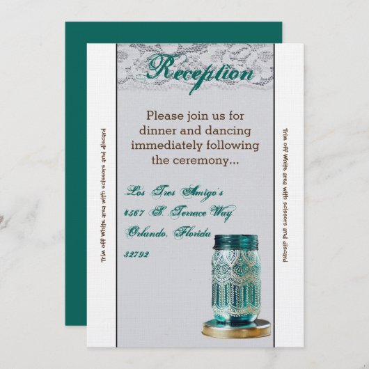 3.12x18 Empfang Card Rustikaler Mason Jar Lace Einladung (Vorne/Hinten)