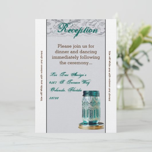 3.12x18 Empfang Card Rustikaler Mason Jar Lace Einladung (Stehend Vorderseite)