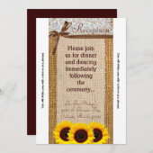 3.12x18 Empfang Card Sonnenblumenlace Burlap Count Einladung (Vorne/Hinten)